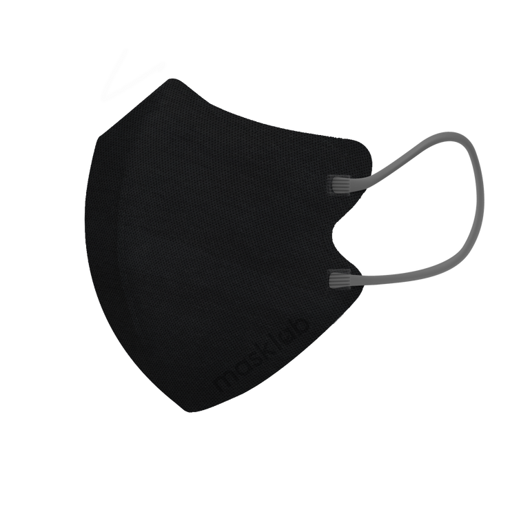 Black 3-ply 2D Slim Fit Mask - M Size (New Box of 5, Individually-wrapped)