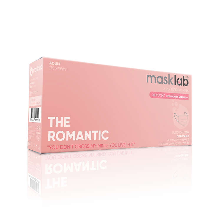 THE ROMANTIC Adult 3-ply Surgical Mask 2.0+ (Box of 10, Individually-wrapped)