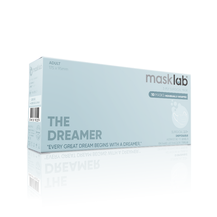THE DREAMER Adult 3-ply Surgical Mask 2.0+ (Box of 10, Individually-wrapped)