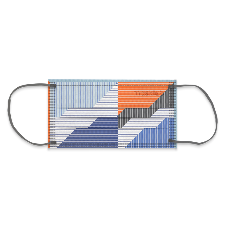 Navy Blue and Orange Stripe Adult 3-ply Surgical Mask 2.0 (Pouch of 10)