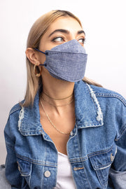 THE REUSABLE COLLECTION: BLUE BI-ION SILVER ION ANTI-MICROBIAL MASK (1 MASK + Earloop adjusters)