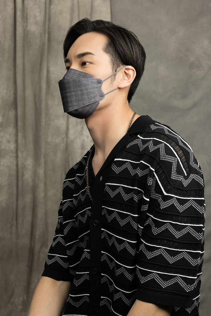 Textured Black Adult Korean-style Respirator 2.0 (Box of 10, Individually-wrapped)